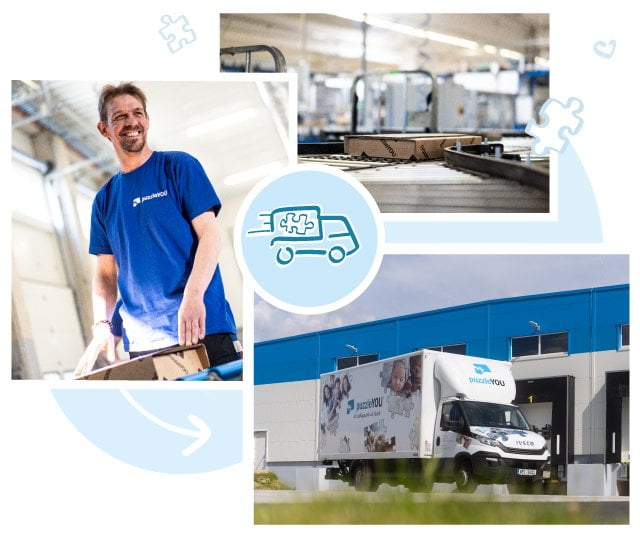 Skilled employees organise the shipment of our puzzles to currently 23 countries. In Europe or North America: the puzzleYOU puzzle will be with you within a few days.